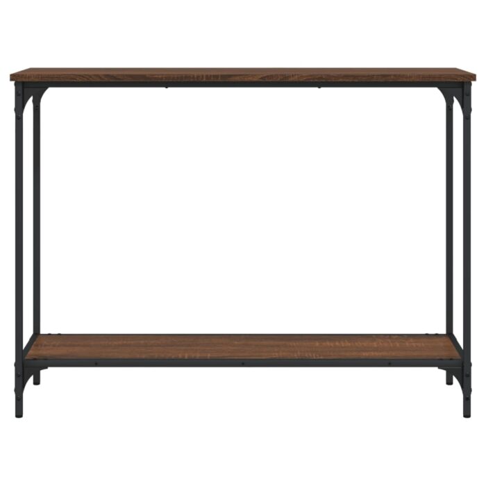 Table console chêne marron 101x30,5x75 cm bois d'ingénierie – Image 2