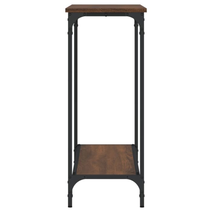 Table console chêne marron 101x30,5x75 cm bois d'ingénierie – Image 3