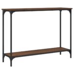 Table console chêne marron 101x30,5x75 cm bois d'ingénierie – Image 4