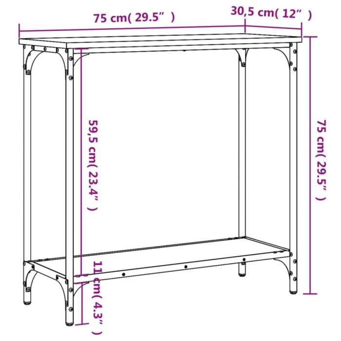 Table console sonoma gris 75x30,5x75 cm bois d'ingénierie – Image 7
