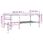 Table basse avec support noir 100x51x40 cm bois d'ingénierie – Image 7