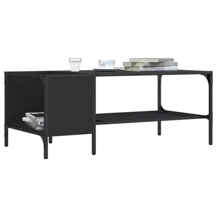 Table basse avec support noir 100x51x40 cm bois d'ingénierie – Image 1