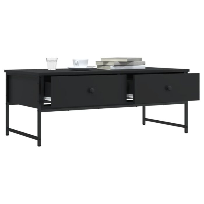 Table basse noir 101x49x39,5 cm bois d'ingénierie – Image 2