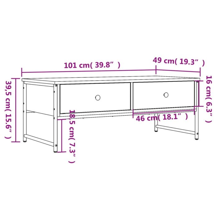 Table basse chêne sonoma 101x49x39,5 cm bois d'ingénierie – Image 9