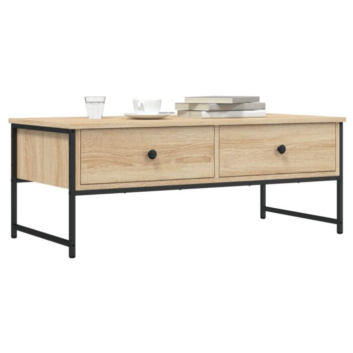 Table basse chêne sonoma 101x49x39,5 cm bois d'ingénierie – Image 1