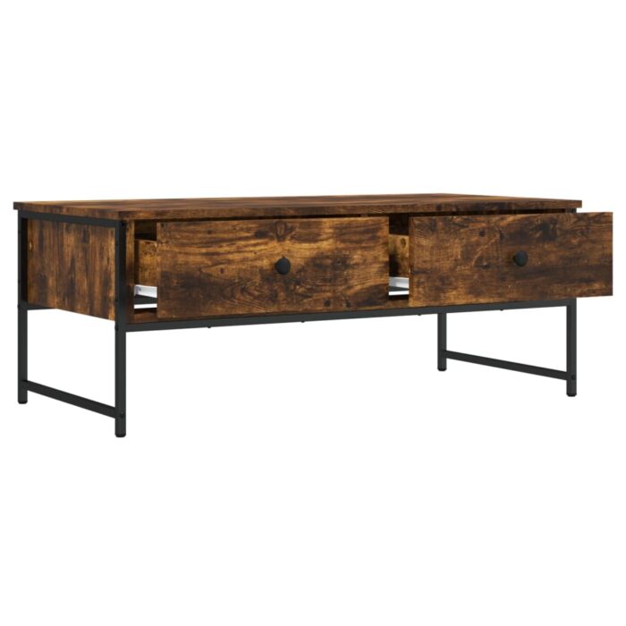 Table basse chêne fumé 101x49x39,5 cm bois d'ingénierie – Image 3
