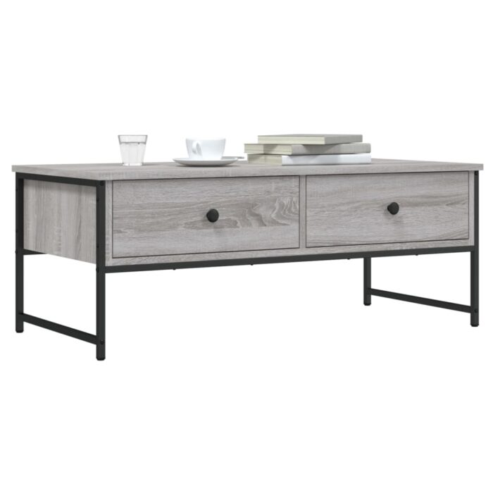 Table basse sonoma gris 101x49x39,5 cm bois d'ingénierie – Image 1