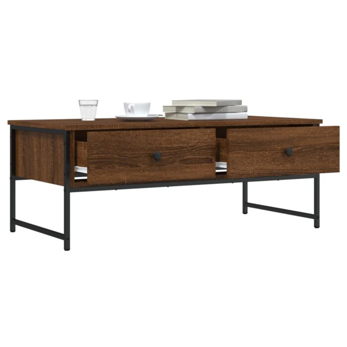 Table basse chêne marron 101x49x39,5 cm bois d'ingénierie – Image 2
