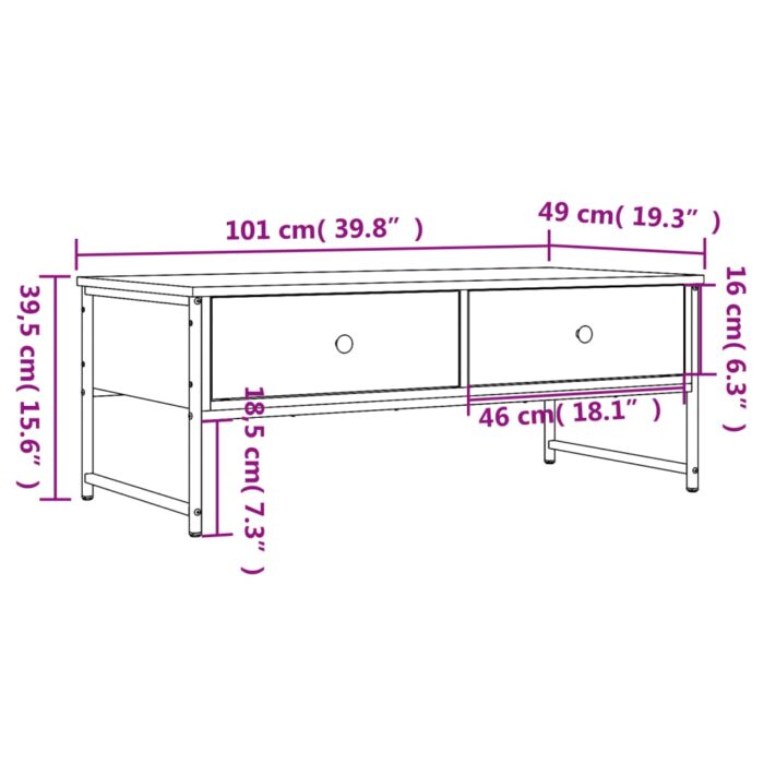 Table basse chêne marron 101x49x39,5 cm bois d'ingénierie – Image 9