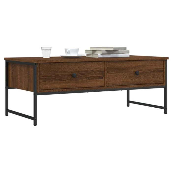 Table basse chêne marron 101x49x39,5 cm bois d'ingénierie – Image 1