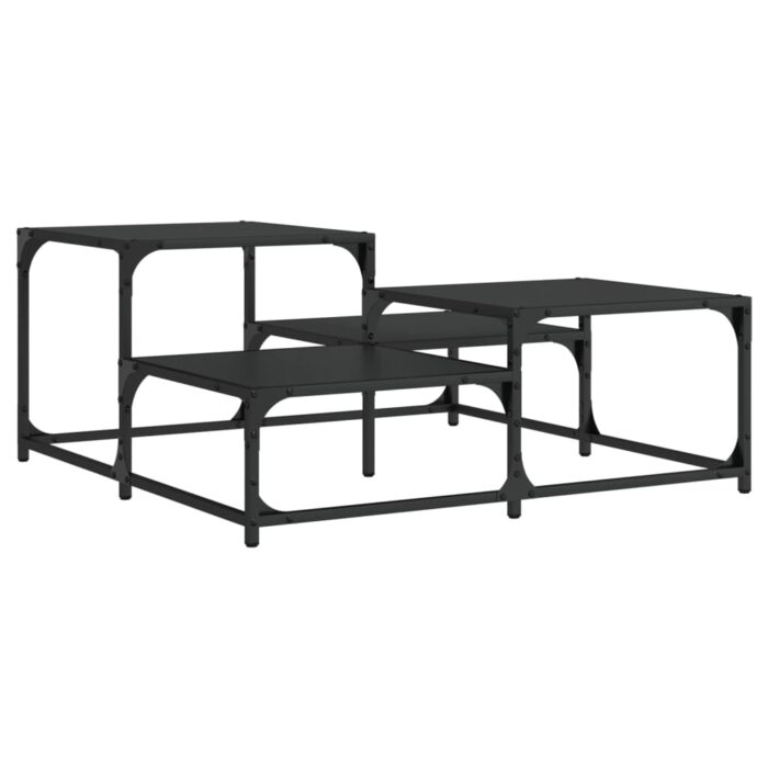 Table basse noir 87,5x87,5x40 cm bois d'ingénierie – Image 4