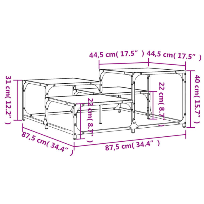 Table basse noir 87,5x87,5x40 cm bois d'ingénierie – Image 7
