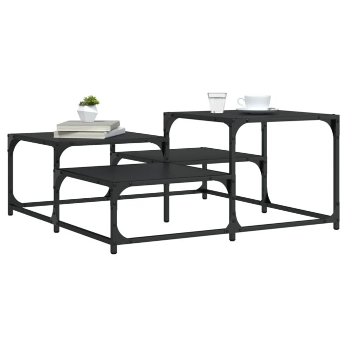 Table basse noir 87,5x87,5x40 cm bois d'ingénierie – Image 1