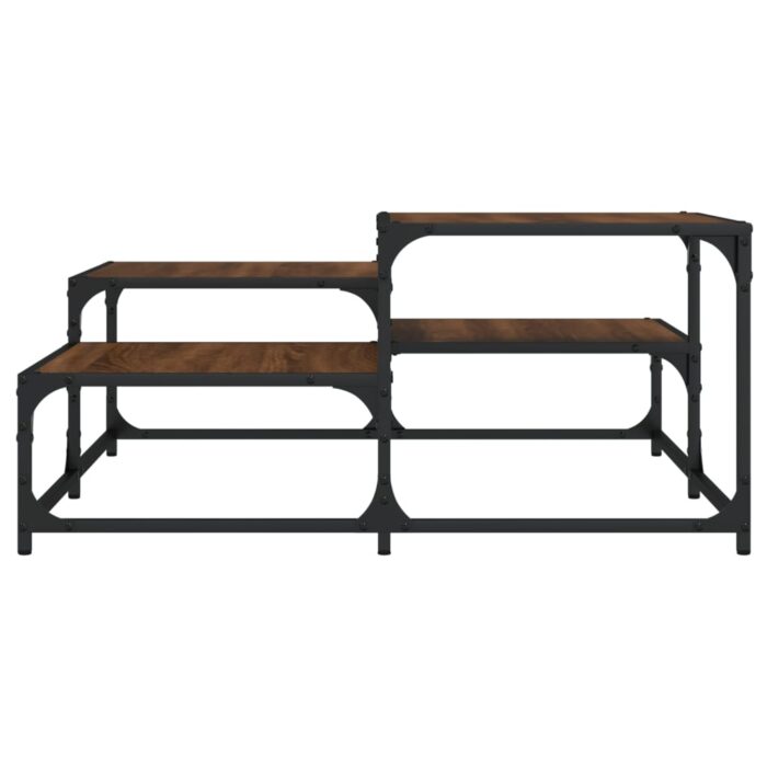 Table basse chêne marron 87,5x87,5x40 cm bois d'ingénierie – Image 2
