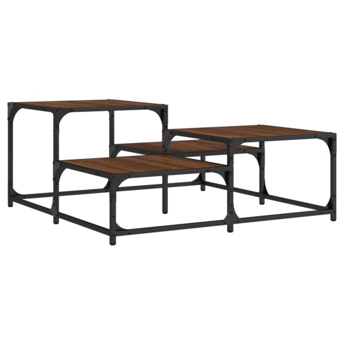 Table basse chêne marron 87,5x87,5x40 cm bois d'ingénierie – Image 4