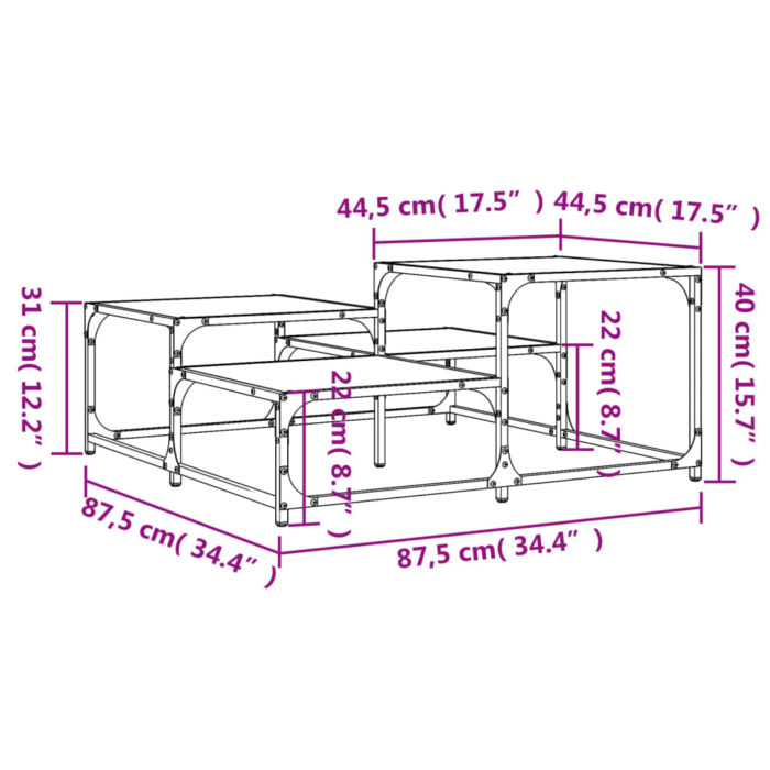 Table basse chêne marron 87,5x87,5x40 cm bois d'ingénierie – Image 7