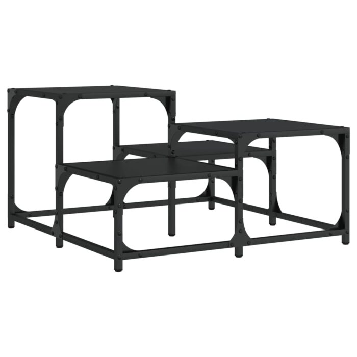 Table basse noir 68x68x40 cm bois d'ingénierie – Image 4