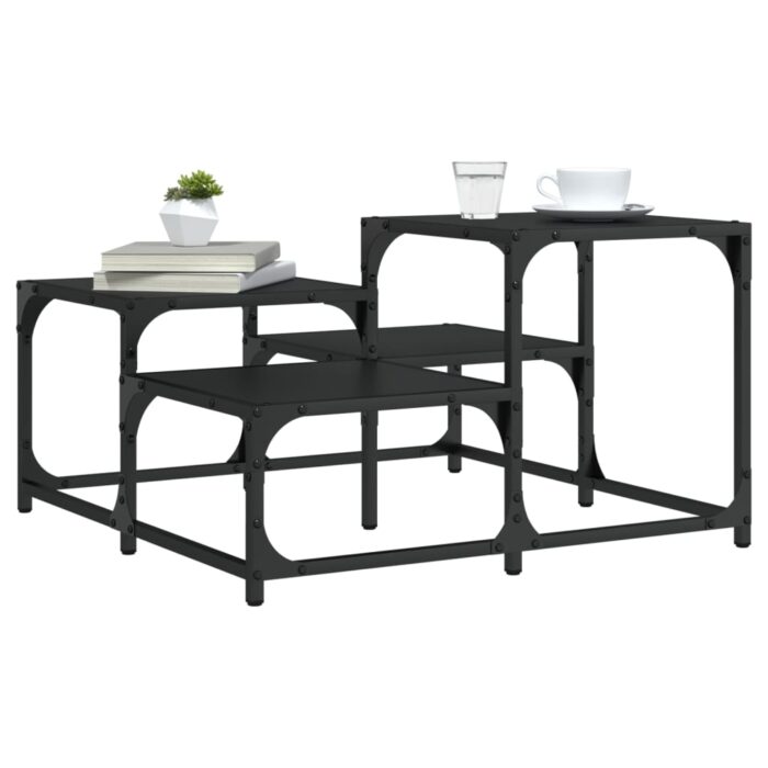 Table basse noir 68x68x40 cm bois d'ingénierie – Image 1