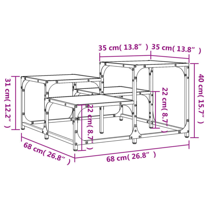 Table basse chêne sonoma 68x68x40 cm bois d'ingénierie – Image 7