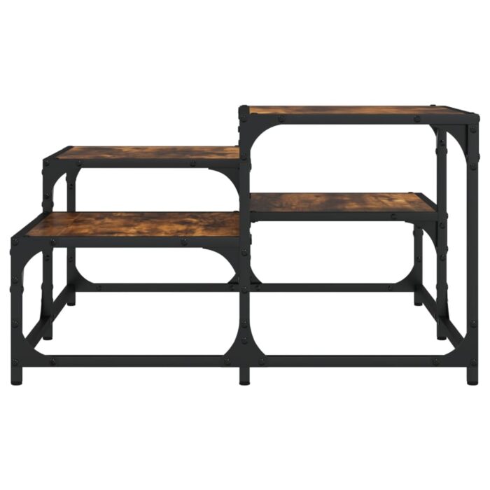 Table basse chêne fumé 68x68x40 cm bois d'ingénierie – Image 2