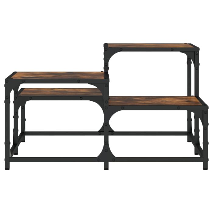 Table basse chêne fumé 68x68x40 cm bois d'ingénierie – Image 3