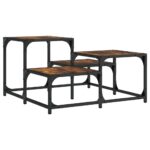 Table basse chêne fumé 68x68x40 cm bois d'ingénierie – Image 4
