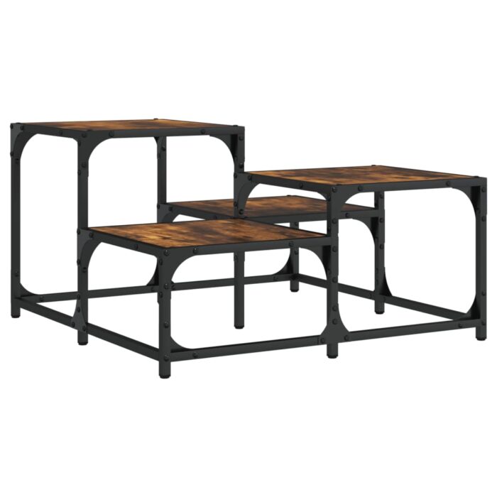 Table basse chêne fumé 68x68x40 cm bois d'ingénierie – Image 4
