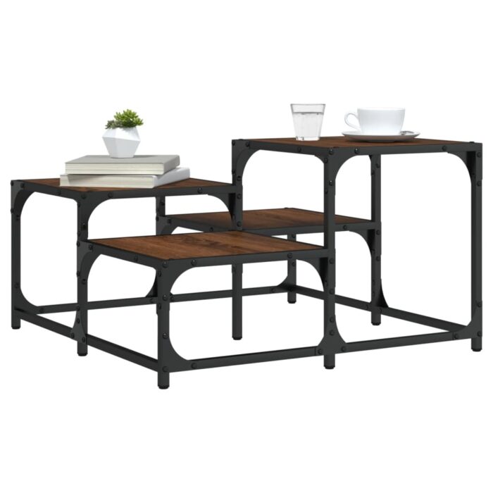 Table basse chêne marron 68x68x40 cm bois d'ingénierie – Image 1