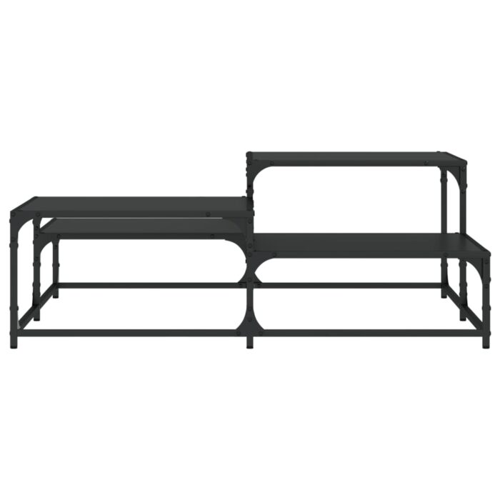 Table basse noir 107x107x40 cm bois d'ingénierie – Image 3