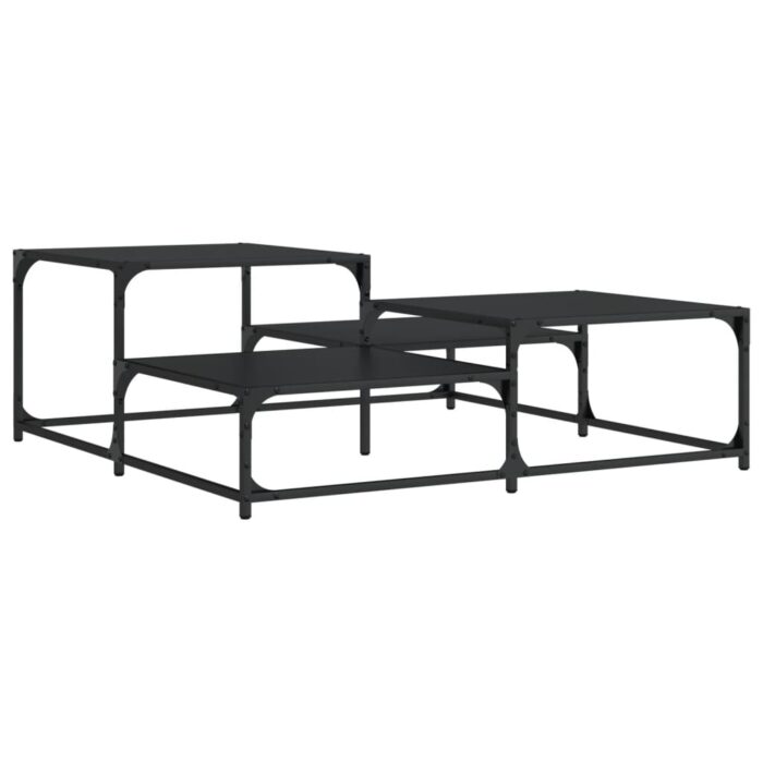 Table basse noir 107x107x40 cm bois d'ingénierie – Image 4