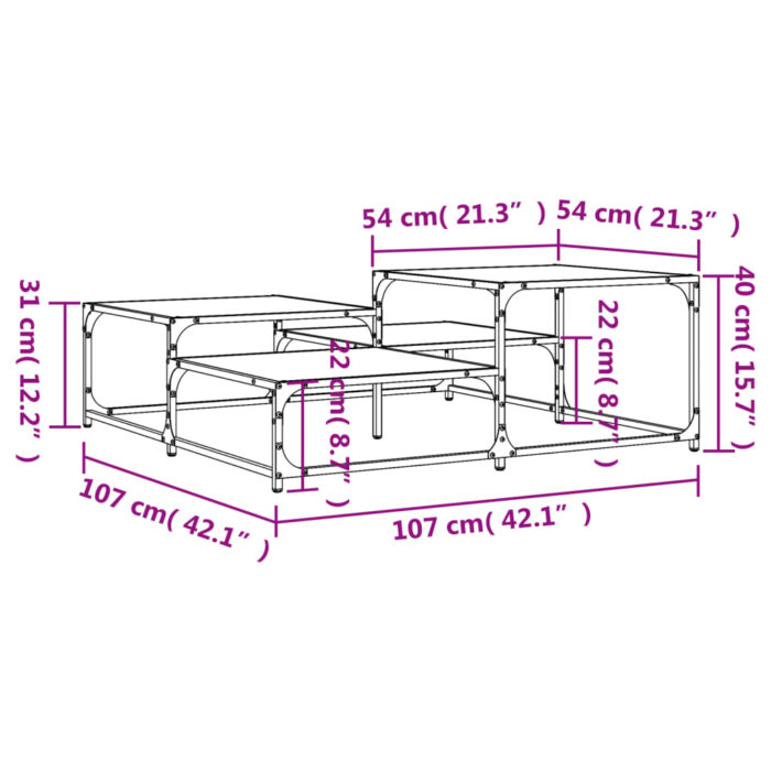 Table basse noir 107x107x40 cm bois d'ingénierie – Image 7