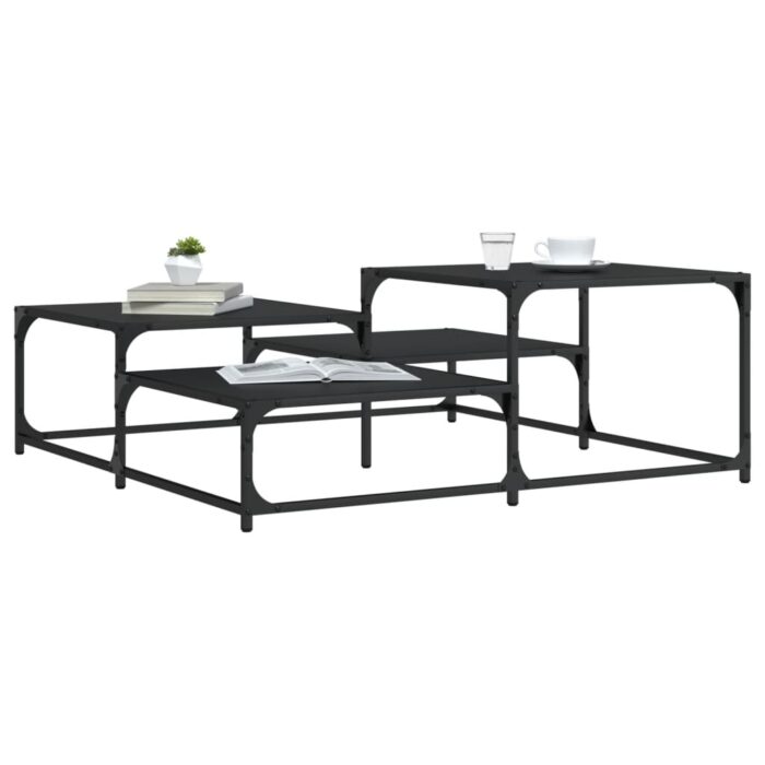 Table basse noir 107x107x40 cm bois d'ingénierie – Image 1