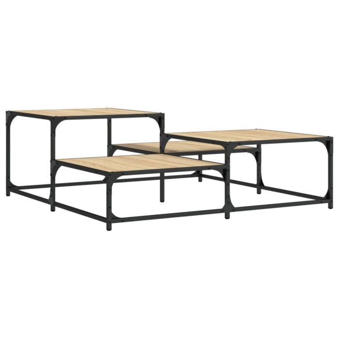 Table basse chêne sonoma 107x107x40 cm bois d'ingénierie – Image 4