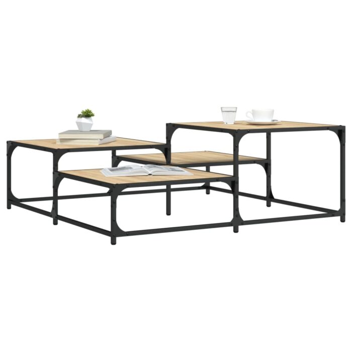 Table basse chêne sonoma 107x107x40 cm bois d'ingénierie – Image 1