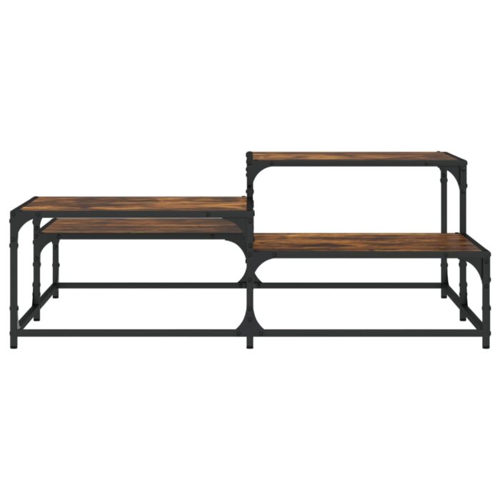 Table basse chêne fumé 107x107x40 cm bois d'ingénierie – Image 3