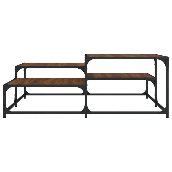 Table basse chêne marron 107x107x40 cm bois d'ingénierie – Image 2