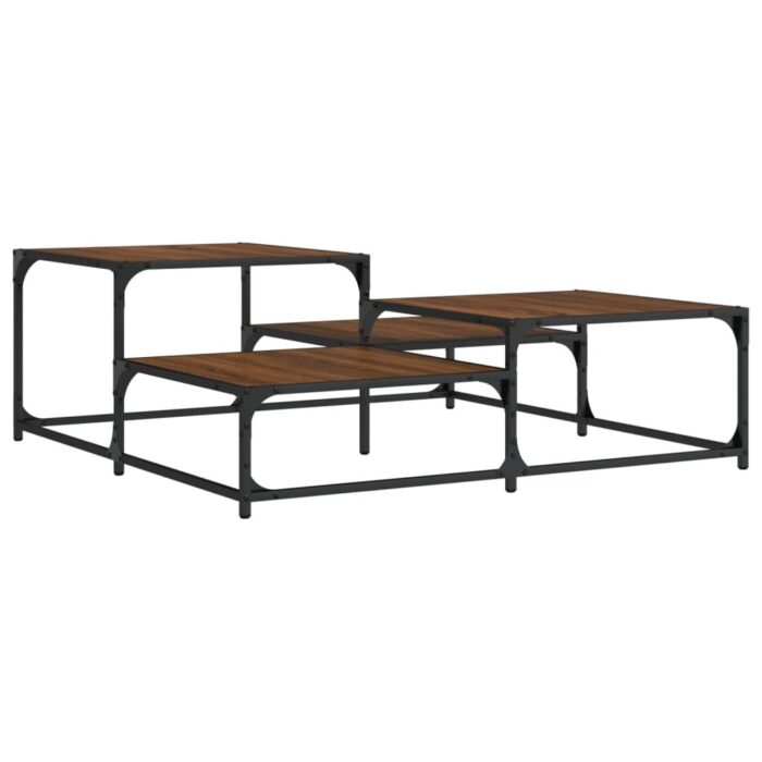Table basse chêne marron 107x107x40 cm bois d'ingénierie – Image 4