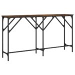 Table console chêne fumé 140x29x75 cm bois d'ingénierie – Image 4