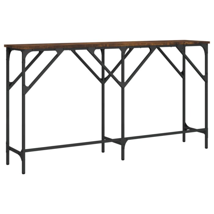 Table console chêne fumé 140x29x75 cm bois d'ingénierie – Image 4