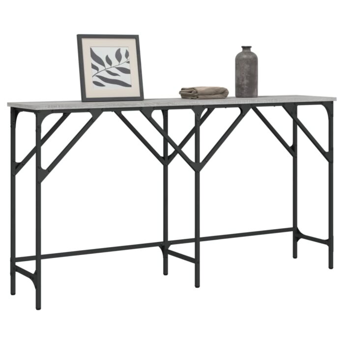 Table console sonoma gris 140x29x75 cm bois d'ingénierie – Image 1
