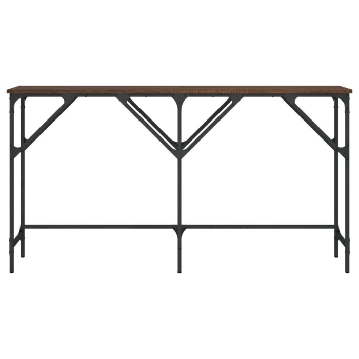Table console chêne marron 140x29x75 cm bois d'ingénierie – Image 2