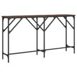 Table console chêne marron 140x29x75 cm bois d'ingénierie – Image 4