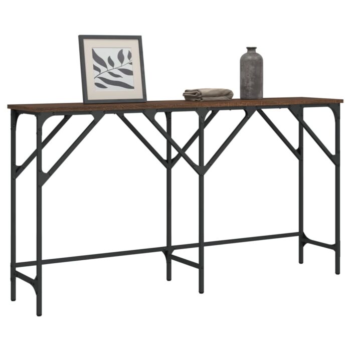 Table console chêne marron 140x29x75 cm bois d'ingénierie – Image 1