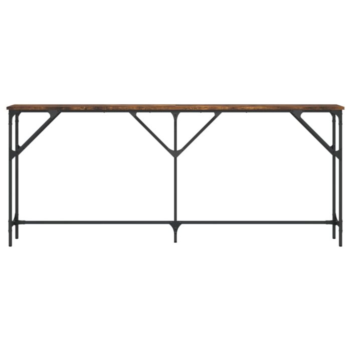 Table console chêne fumé 180x23x75 cm bois d'ingénierie – Image 2