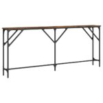 Table console chêne fumé 180x23x75 cm bois d'ingénierie – Image 4