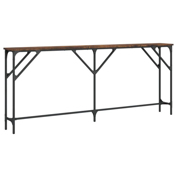 Table console chêne fumé 180x23x75 cm bois d'ingénierie – Image 4