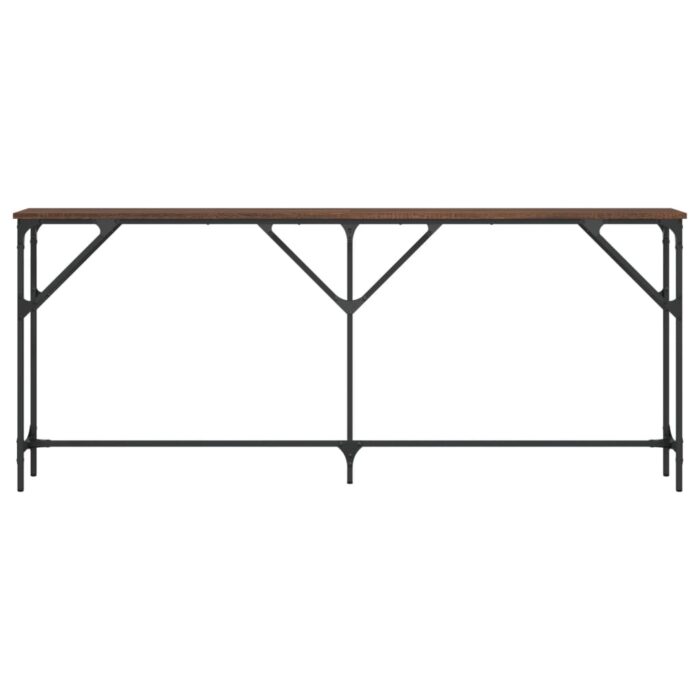 Table console chêne marron 180x23x75 cm bois d'ingénierie – Image 2