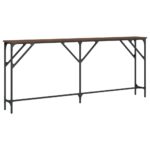 Table console chêne marron 180x23x75 cm bois d'ingénierie – Image 4