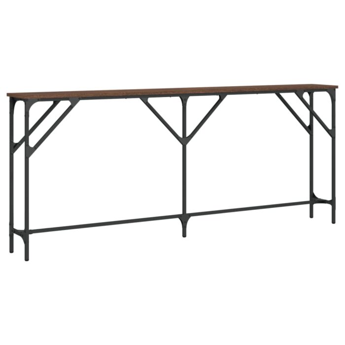 Table console chêne marron 180x23x75 cm bois d'ingénierie – Image 4
