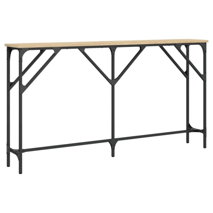 Table console chêne sonoma 140x23x75 cm bois d'ingénierie – Image 4